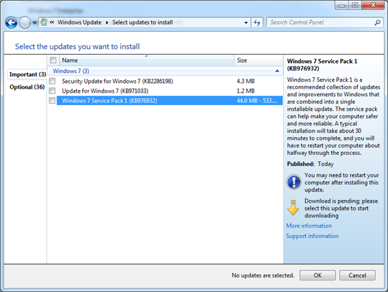 Windows 7 SP1 hits Windows Update