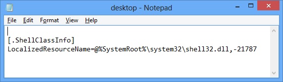 notepad starts desktop ini